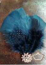 Аксесоар за коса с пера и кристали в тъмно синьо лукс Dark-Blue Bird Lux