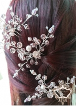 Фуркети- украси за коса с перли и кристали в розово Rose Crystal Garden