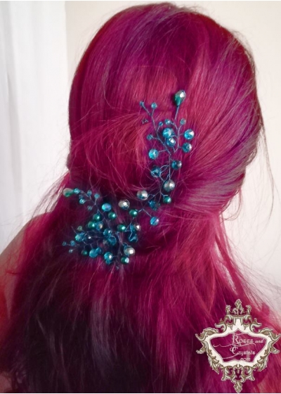 Кристална украса за коса Dark Turquoise Branch