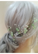 Кристални фуркети украса за коса с кристали Сваровски в цвят Мента Tender Clovers by Rosie