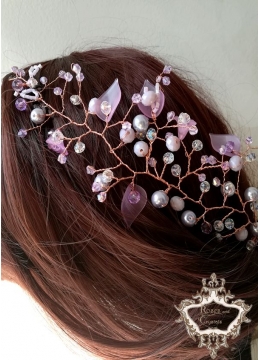 Дизайнерска украса за коса в светло лилаво- Lilac by Rosie