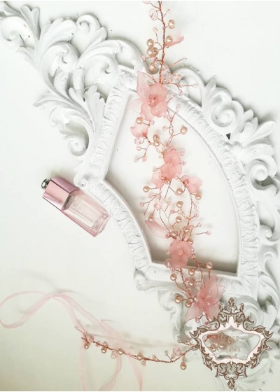 Дизайнерска кристална диадема в нежно розово Magnolia Rose Gold by Rosie