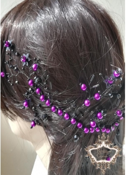 Дизайнерска украса за коса в черно и лилаво Magic in Purple by Rosie
