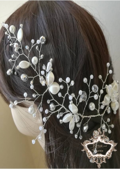 Дизайнерска украса за сватбена прическа White Orchid by Rosie