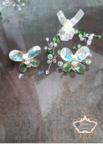 Гривна и пръстен с пеперуди от кристали Сваровски Emerald Butterfly