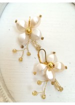 Дизайнерски обици за булка White and Gold Orchid by Rosie