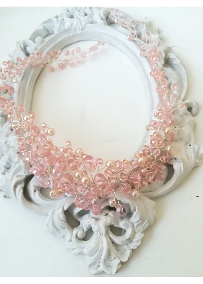 Елегантна дизайнерска диадема с розови кристали Сваровски Rose Crystals by Rosie