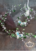 Комплект Колие и гривна с пеперуди от Сваровски кристали Emerald Butterfly