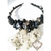 Черна дизайнерска диадема с кристали, перли и цирконии Dark Rose