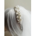 Дизайнерска диадема за коса с цветя цвят слонова кост и кристали Сваровски Ivory Orchid by Rosie