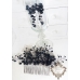 Кристален гребен за официална прическа и обици с черни кристали Black Flowers by Rosie