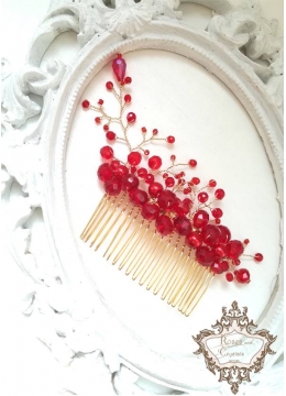 Абитуриентска украса за коса в червено и златно - Absolute Queen of Fire