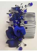Кристален дизайнерски Гребен в кралско синьо и бяло Crystal Butterfly Blue by Rosie