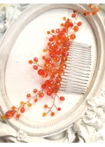 Дизайнерски гребен- украса за коса с оранжеви кристали Orange Flowers