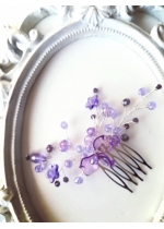 Нежно лилаво мини гребенче - украса за коса с кристали от серията Tender Verbena by Rosie