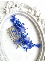Кристален гребен украса за официална прическа с кристали Сваровски в синьо модел A little piece of Heaven by Rosie