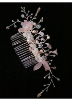 Украса за коса - гребен с кристали Сваровски в розово и бяло модел Rose Magic Garden by Rosie
