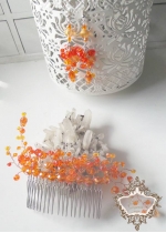 Кристален комплект за официални случаи -гребен и обици Orange Flowers by Rosie