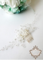 Булчински гребен- украса за коса с перли и кристали White Roses мини