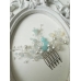 Булчински аксесоар за коса - мини гребенче с лунен камък, перли и кристали Сваровски серия Moon Flower