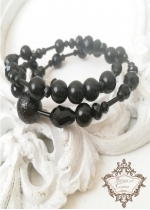 Черна дизайнерска Гривна със Сваровски кристали и перли Black Rose by Rosie