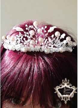 Нежна дизайнерска корона в цвят розова пудра Rose Blush