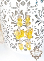 Модерни дълги дизайнерски обици с жълти кристали серия Sun Flowers