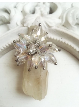 Нежен дизайнерски пръстен с кристали Сваровски с АБ ефект Water Magic by Rosie